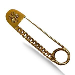 ❤️SOLD❤️CHANEL Vintage RARE Gold-tone Four Leaf Clover Clothes Pin Brooch
